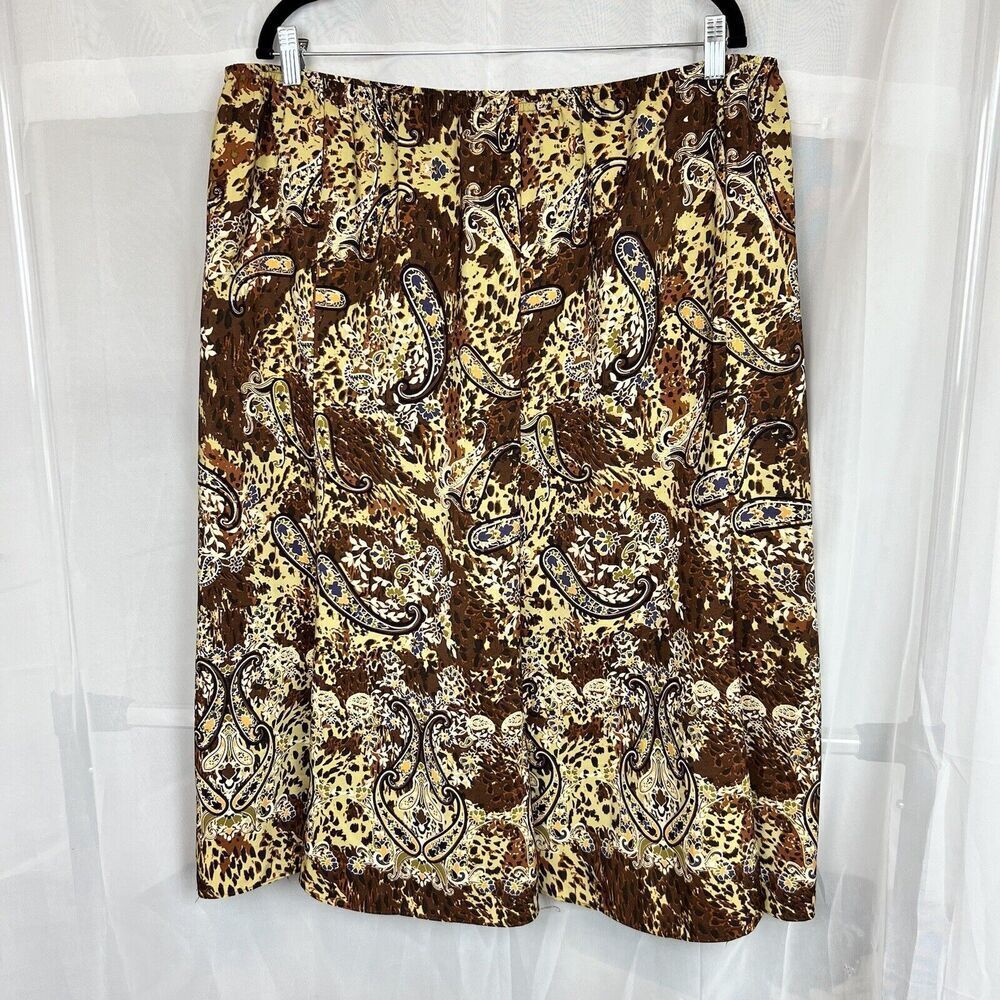 vintage 90's paisley print midi skirt artsy outdoors boho sz 18w